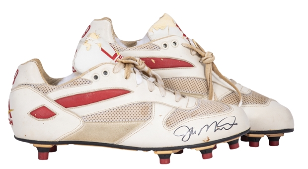 1993-94 Joe Montana Game Used & Signed Pair of LA Tech Cleats - Both Signed - Possible Final Season! (MEARS & Beckett)